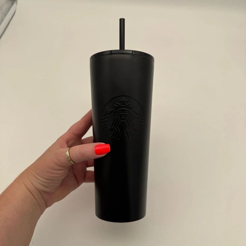Starbucks Matte Black Tumbler Cup Venti Double Walled Stainless Cold Cup 20 oz